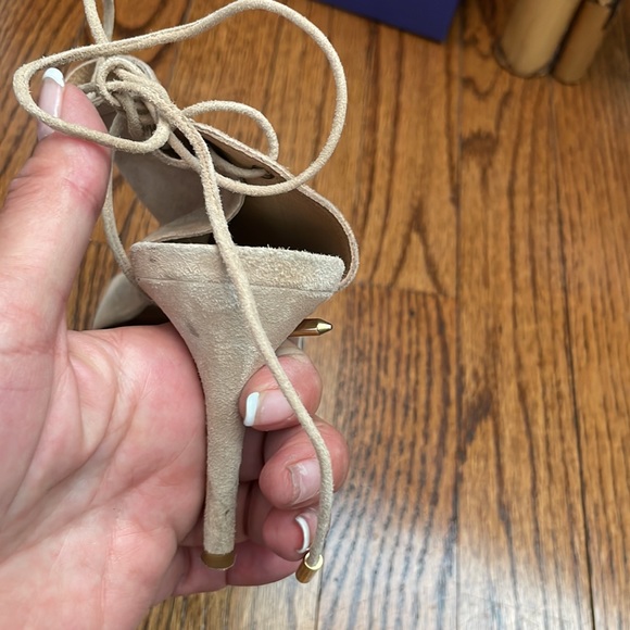 PRICE DROP ⬇️Aquazzura Bond 75 suede tie back nude sandal - Picture 2 of 5